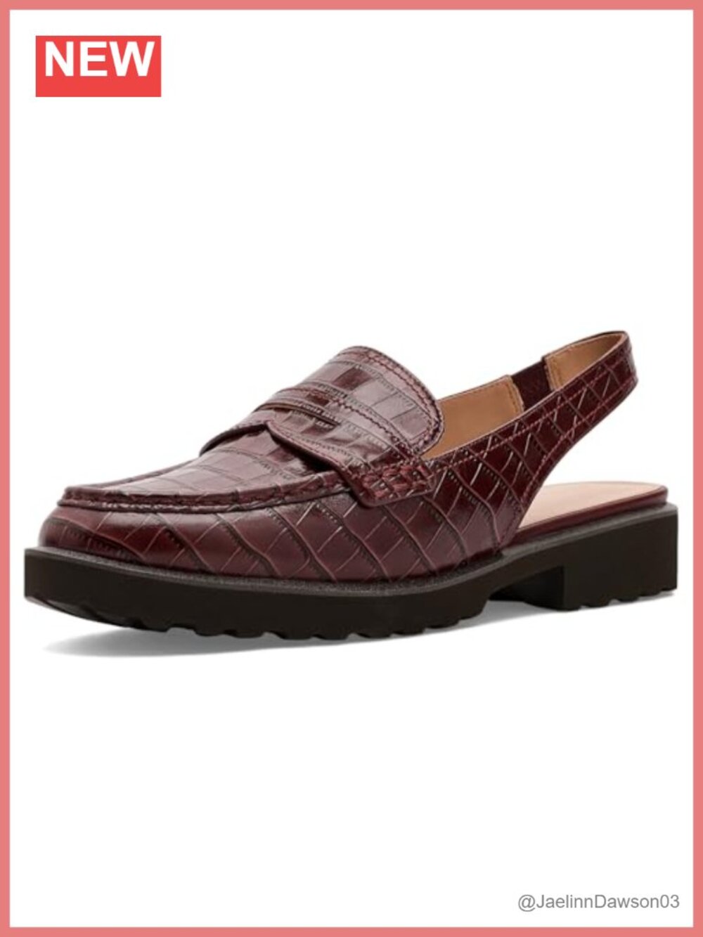 Women's Leather Penny Sling Loafers with Cushioned Footbed